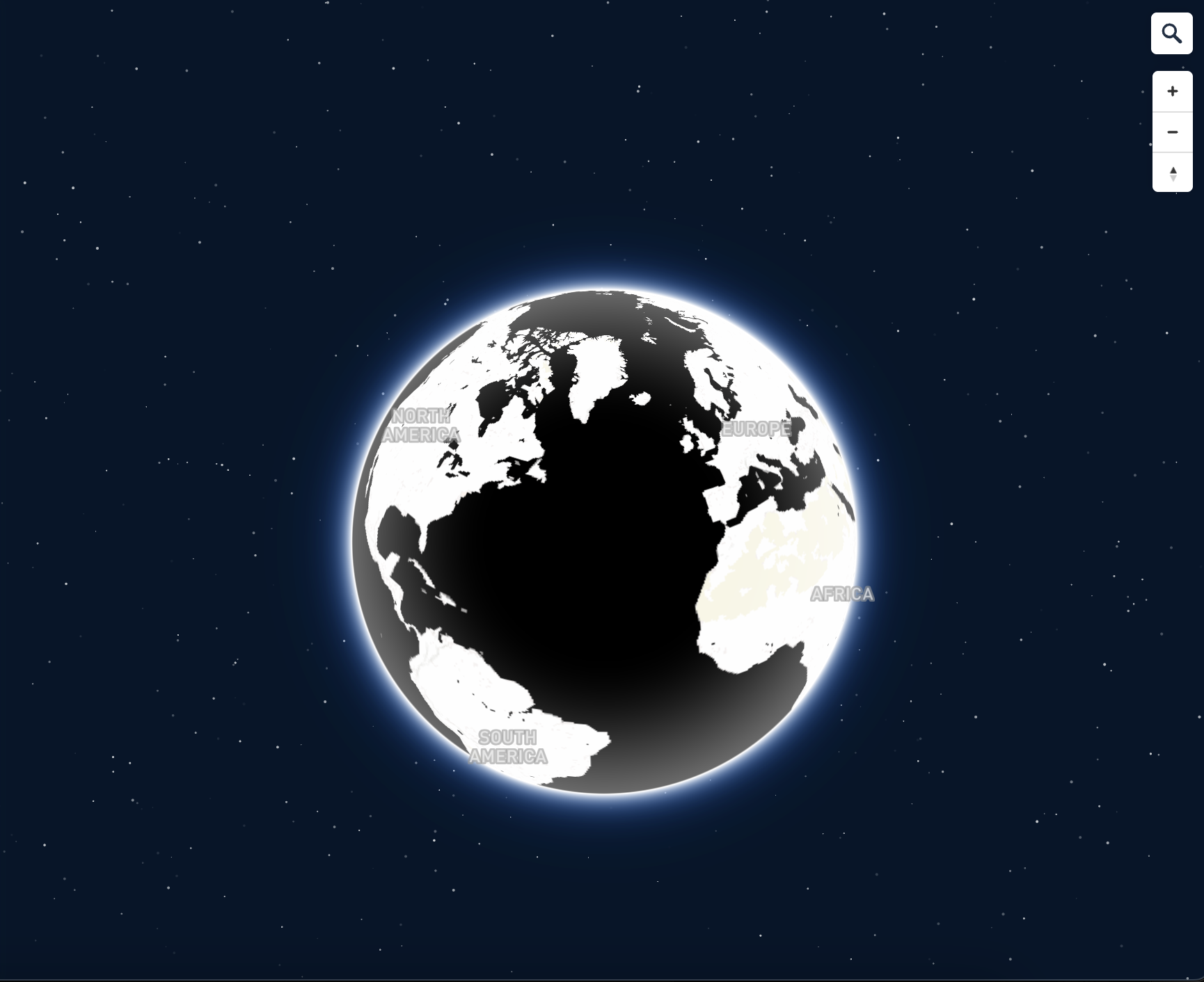 Shadowed spherical Earth view: Modified Light preset and Greenspace color to night mode.